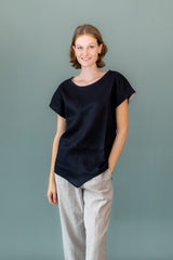 Blusenshirt Leinen schwarz