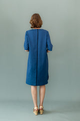 Kleid mit V-Ausschnitt Petrol