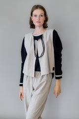 Wendeweste aus reinem Leinen – sand & schwarz