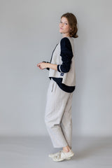 Wendeweste aus reinem Leinen – sand & schwarz