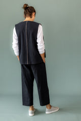 Wendeweste Leinen braun schwarz