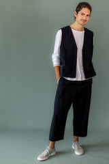 Wendeweste Leinen braun schwarz