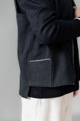 Wendeweste Leinen braun schwarz