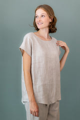 Blusenshirt Leinen Sand