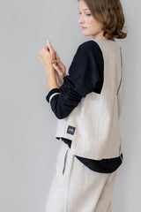 Wendeweste aus reinem Leinen – sand & schwarz