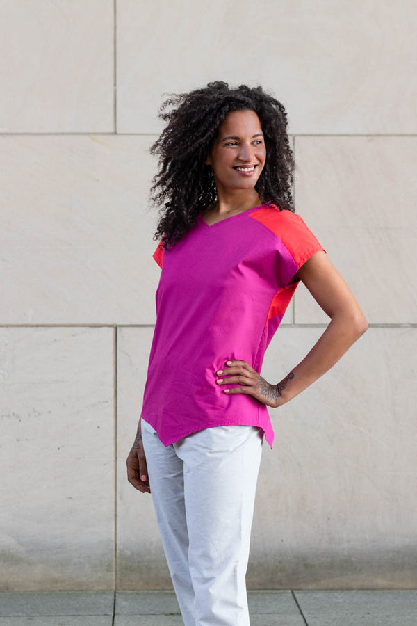 Blusenshirt Mohn & Fuchsia